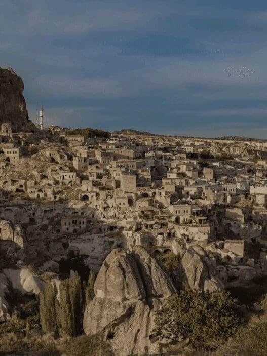 a stone town on a hill